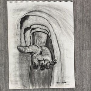 Charcoal Hand Drawing on White Canvas